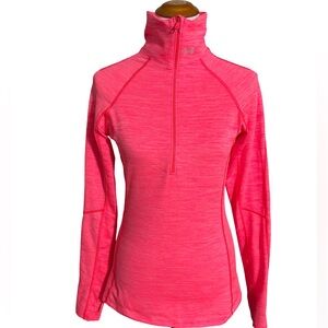 Under Armour Cold Gear Hot Pink Heather 1/4 Zip Athletic Top